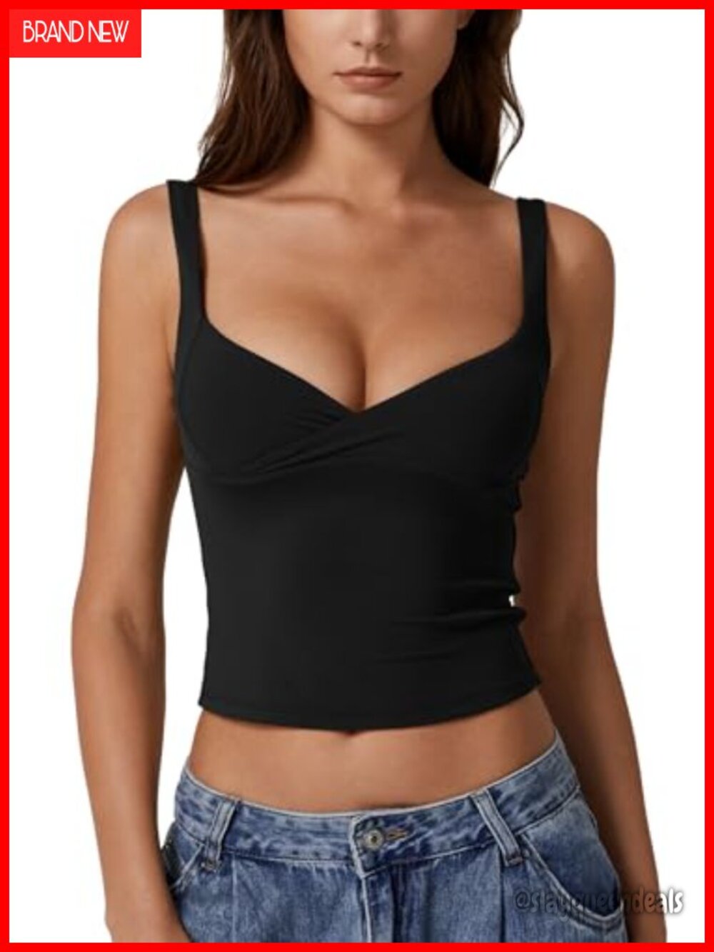 V Neck Tank Top Double Lined Adjustable Strap Camisole